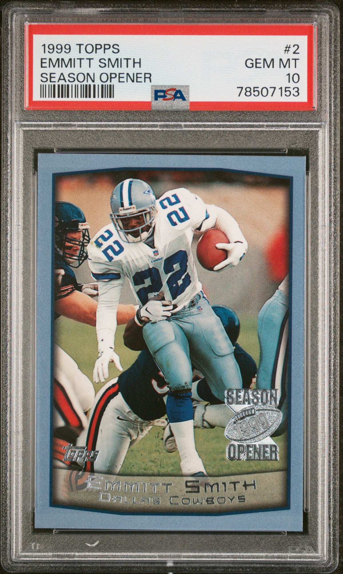 Emmitt Smith 1999 Topps Season Opener Football Card #2 Graded PSA 10