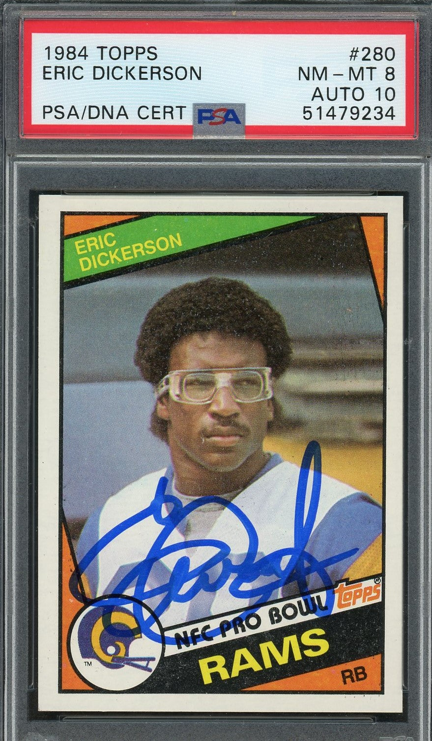 Eric Dickerson 1984 Topps Signed Football Rookie Card #280 Auto Graded ...