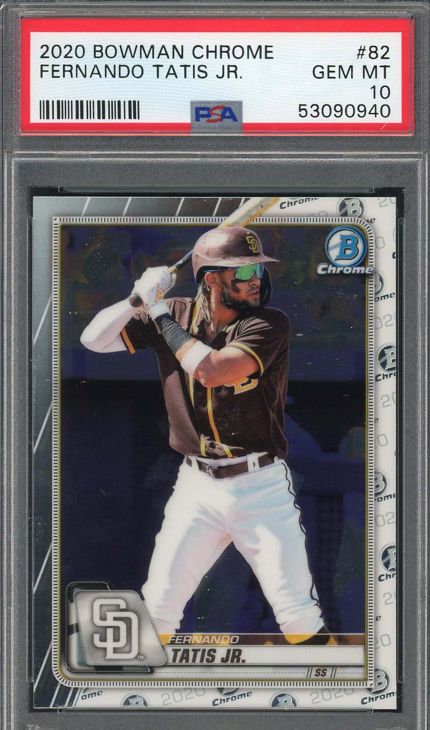 Fernando Tatis Jr 2020 Bowman Chrome Baseball Card #82 Graded PSA 10