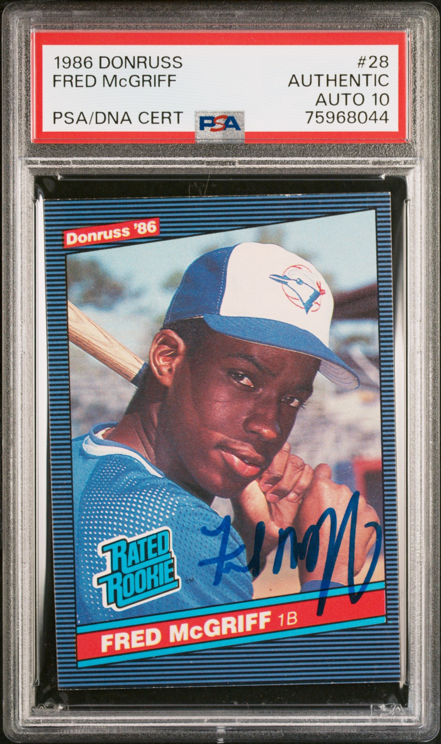 Fred McGriff 1986 Donruss Signed Rookie Card #28 Auto Graded PSA 10 75968044-Powers Sports Memorabilia