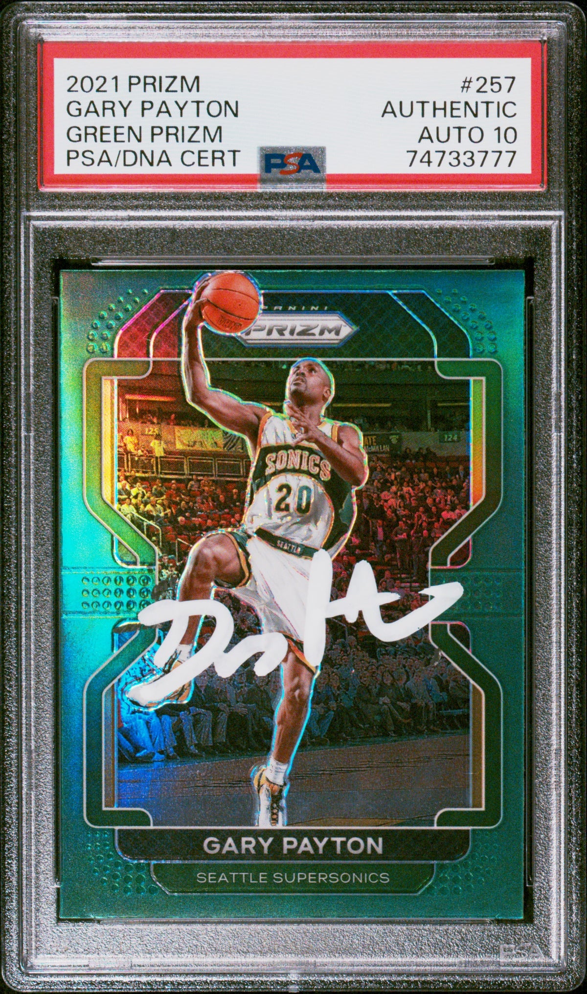 Seattle Supersonics Gary Payton Autographed Green Authentic