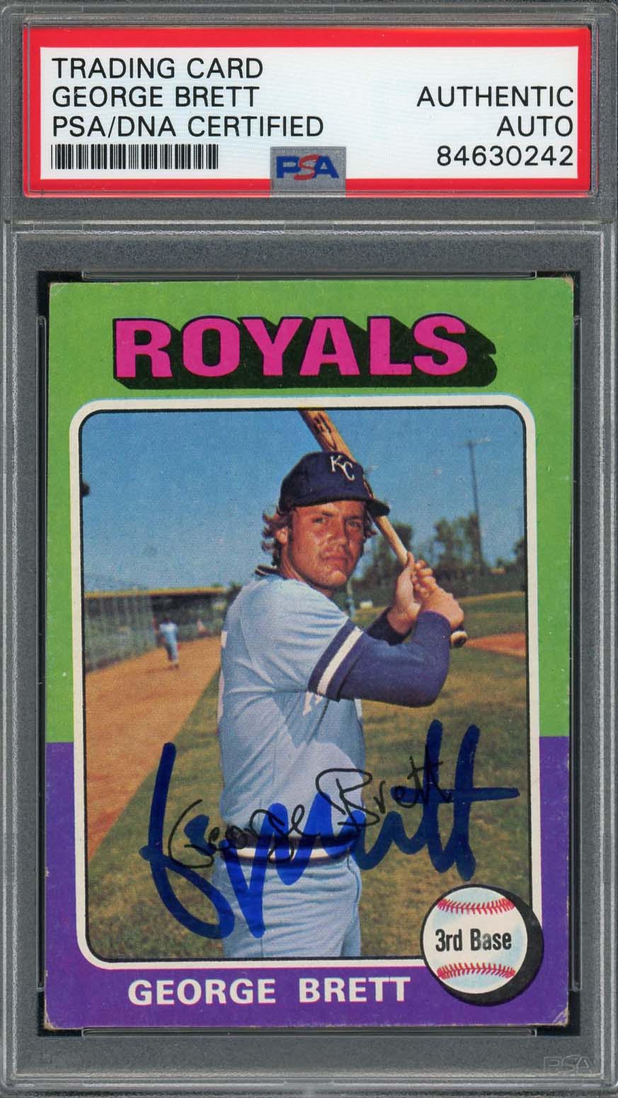 Royals George Brett Signed 1989 Classic Light Blue #47 Card BAS