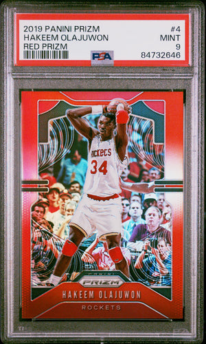 Hakeem Olajuwon 2019 Panini Prizm Red Basketball Card #4 Graded PSA 9 279/299-Powers Sports Memorabilia