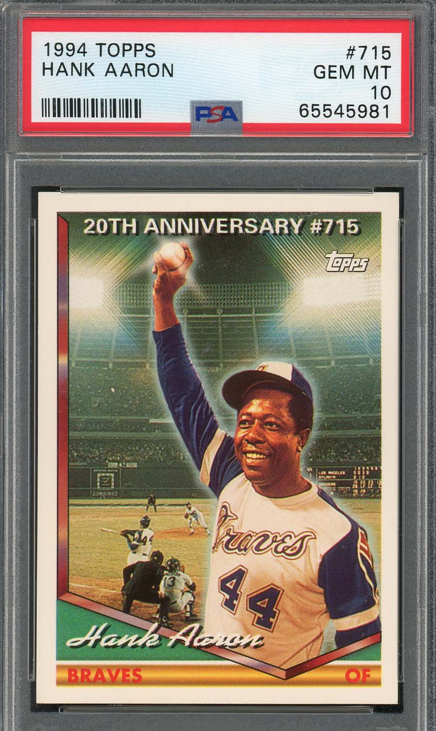 Hank Aaron 1994 Topps Baseball Card #715 Graded PSA 10-Powers Sports Memorabilia