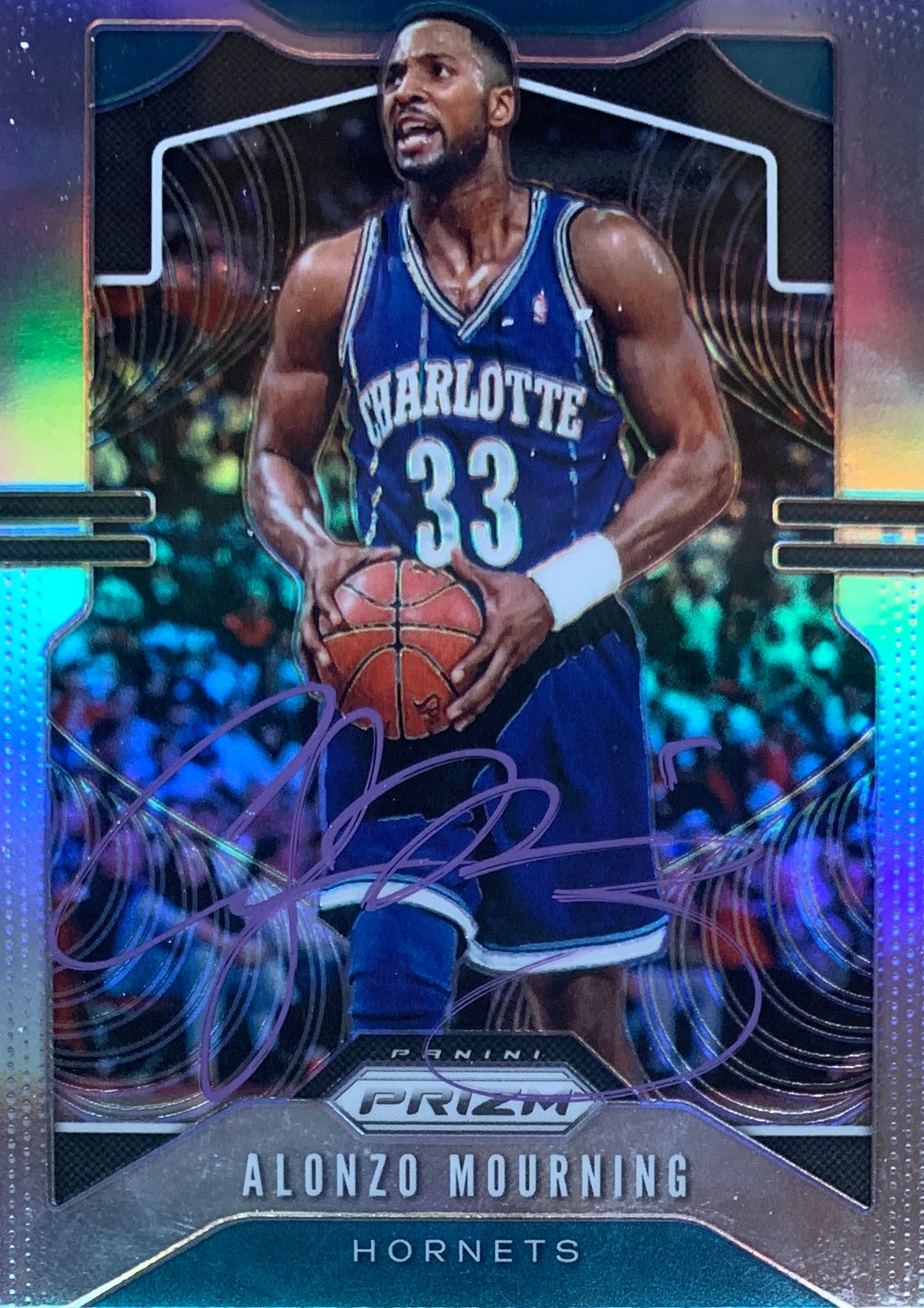 Alonzo Mourning Autographed 2019 Panini Silver Prizm Signed