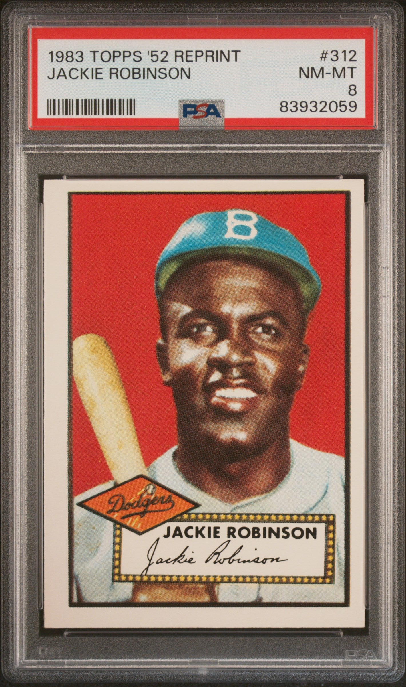 Jackie Robinson 1983 Topps 1952 Baseball Card #312 Graded PSA 8 839320