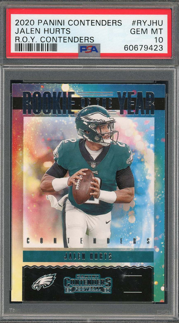 Jalen Hurts 2020 Panini Absolute Football Rookie Card #145 Graded PSA