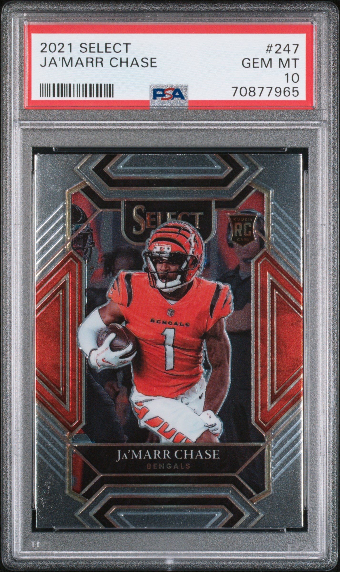 Graded 2021 Panini Mosaic Ja'Marr Chase #247 Rookie RC Football Card PSA 10  Gem Mint 