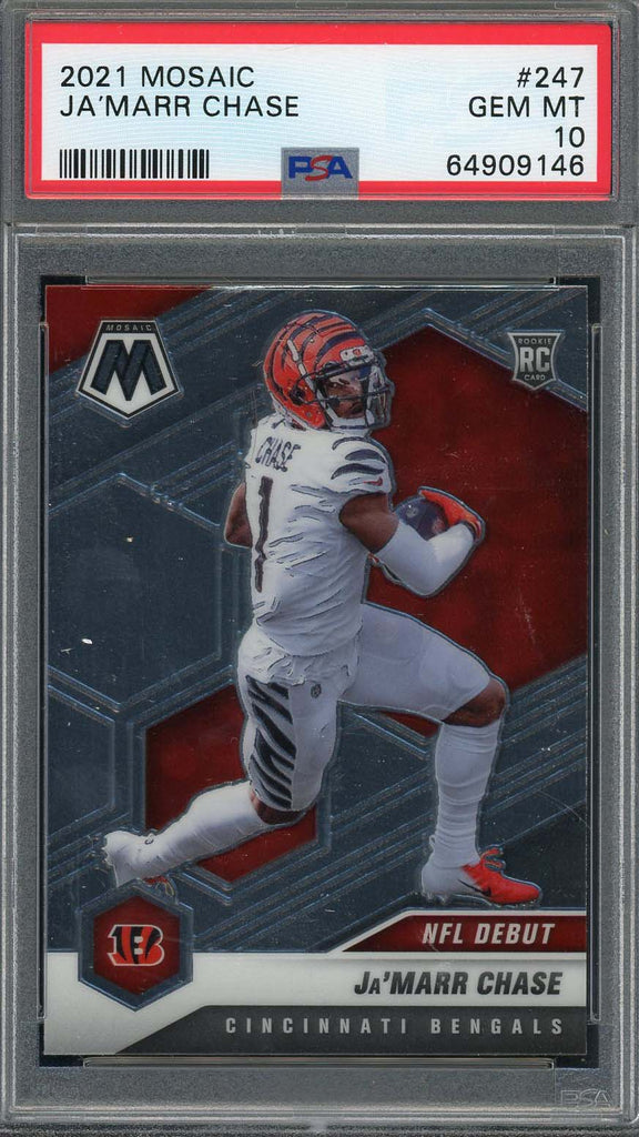 Ja'Marr Chase 2021 Panini Mosaic Football Rookie Card RC #247 Graded PSA 10