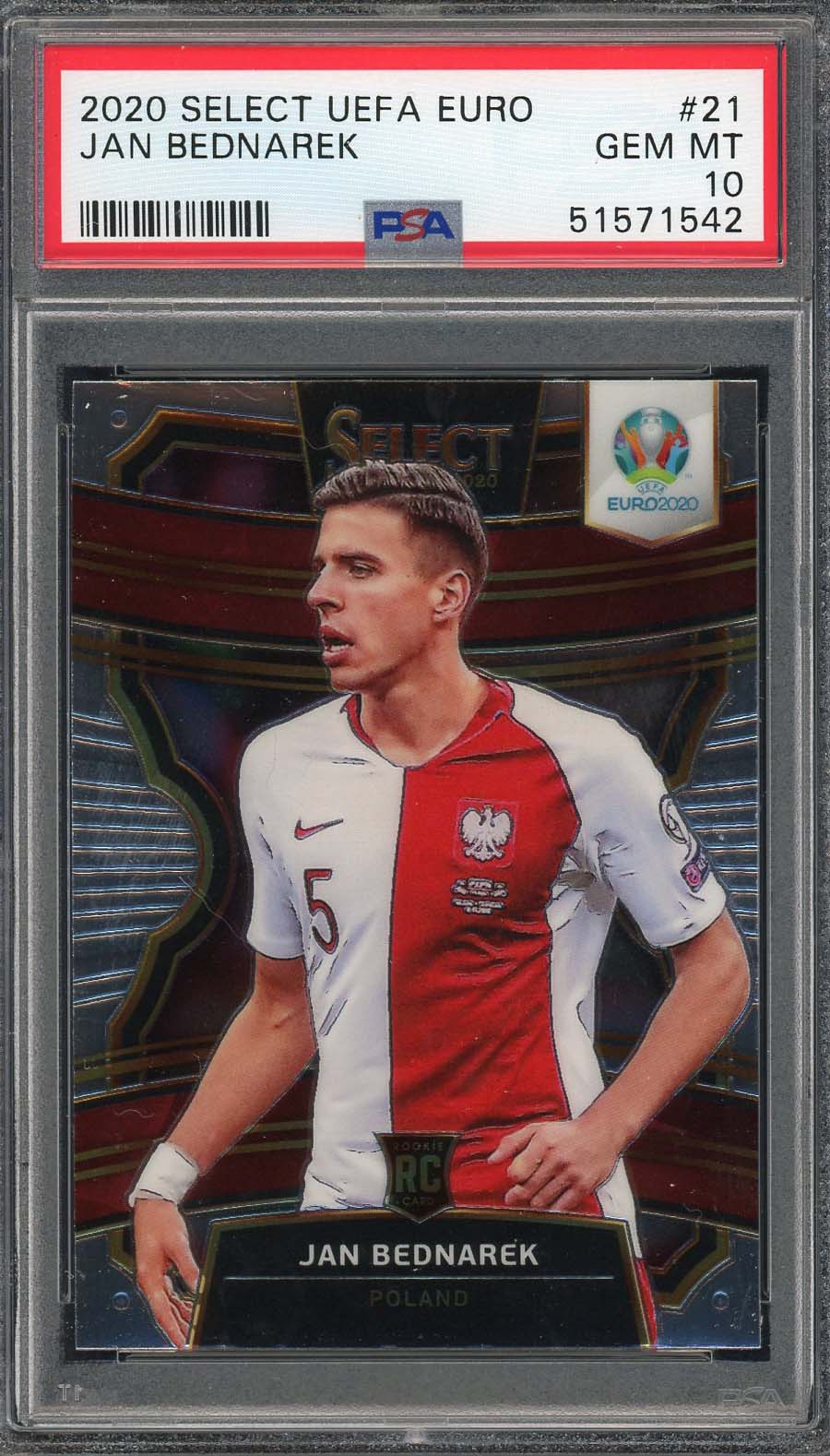 Jan Bednarek 2020 Select UEFA Euro Soccer Rookie Card #21 PSA 10