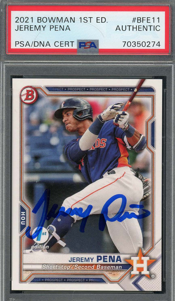 ジェレミー ペナ 2021 ボウマン 第 1 版 サイン入りルーキー カード BFE11 自動 PSA 70350274 Powers