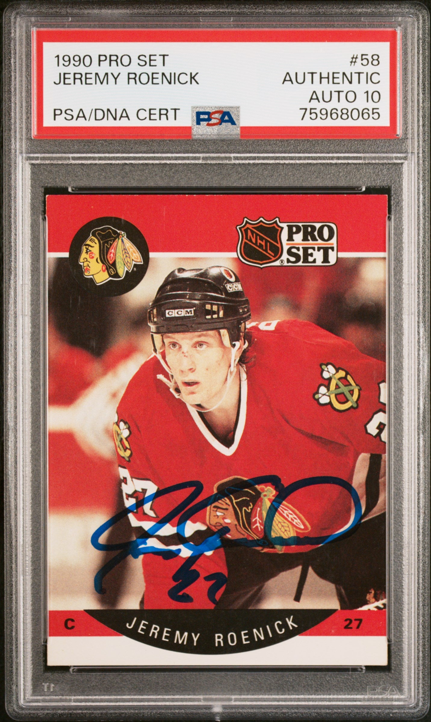 Jeremy Roenick 1990 Pro Set Signed Hockey Rookie Card #58 Auto PSA 10 75968065-Powers Sports Memorabilia