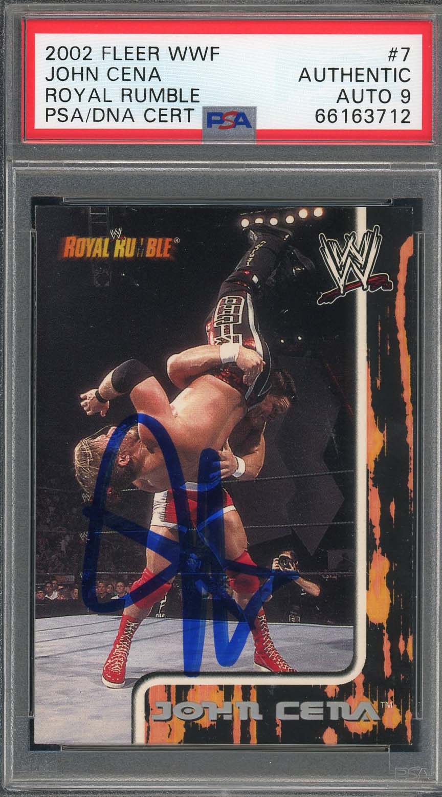 John Cena Autographed 2002 Fleer WWF Signed Rookie Card #7 Auto Graded PSA 9-Powers Sports Memorabilia