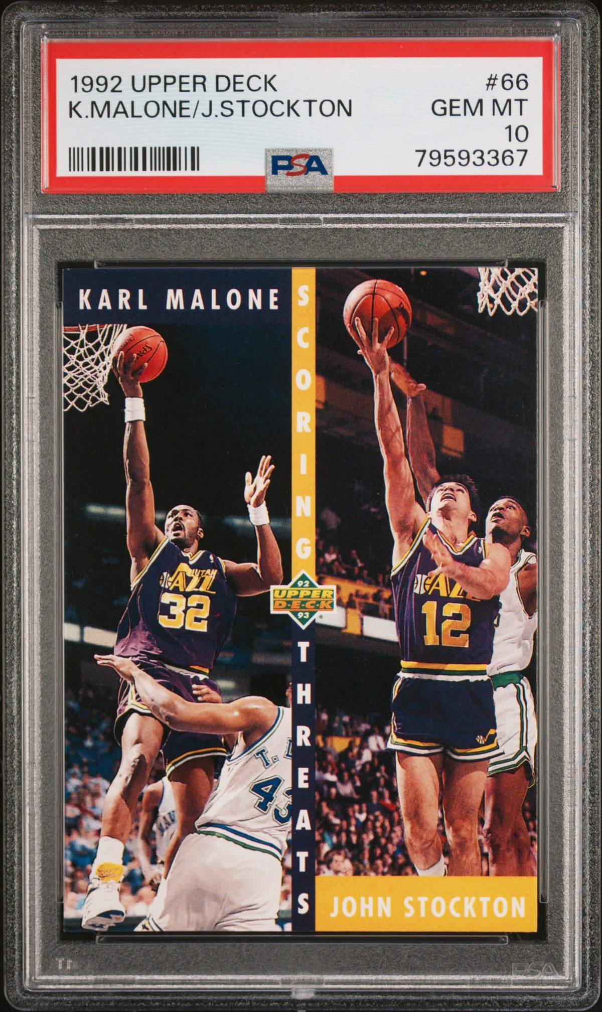 John Stockton & Karl Malone 1992 Upper Deck Basketball Card #66 Graded