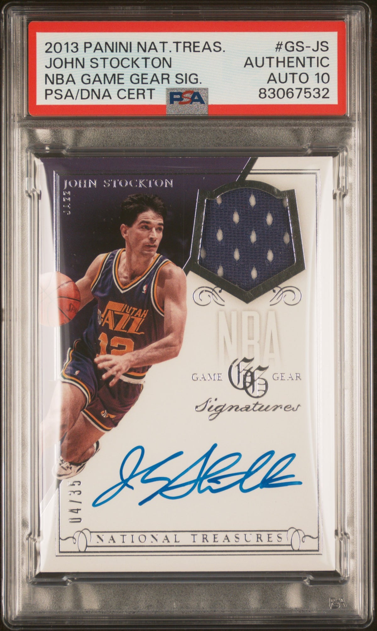 John Stockton 2013 Panini National Treasures Signed Card GS JS Auto P