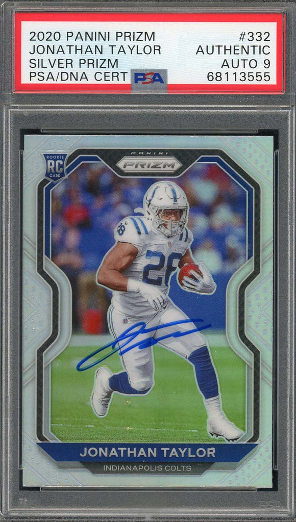 Jonathan Taylor 2020 Panini Prizm SP Carte de recrue de football signée  négative RC #332 PSA