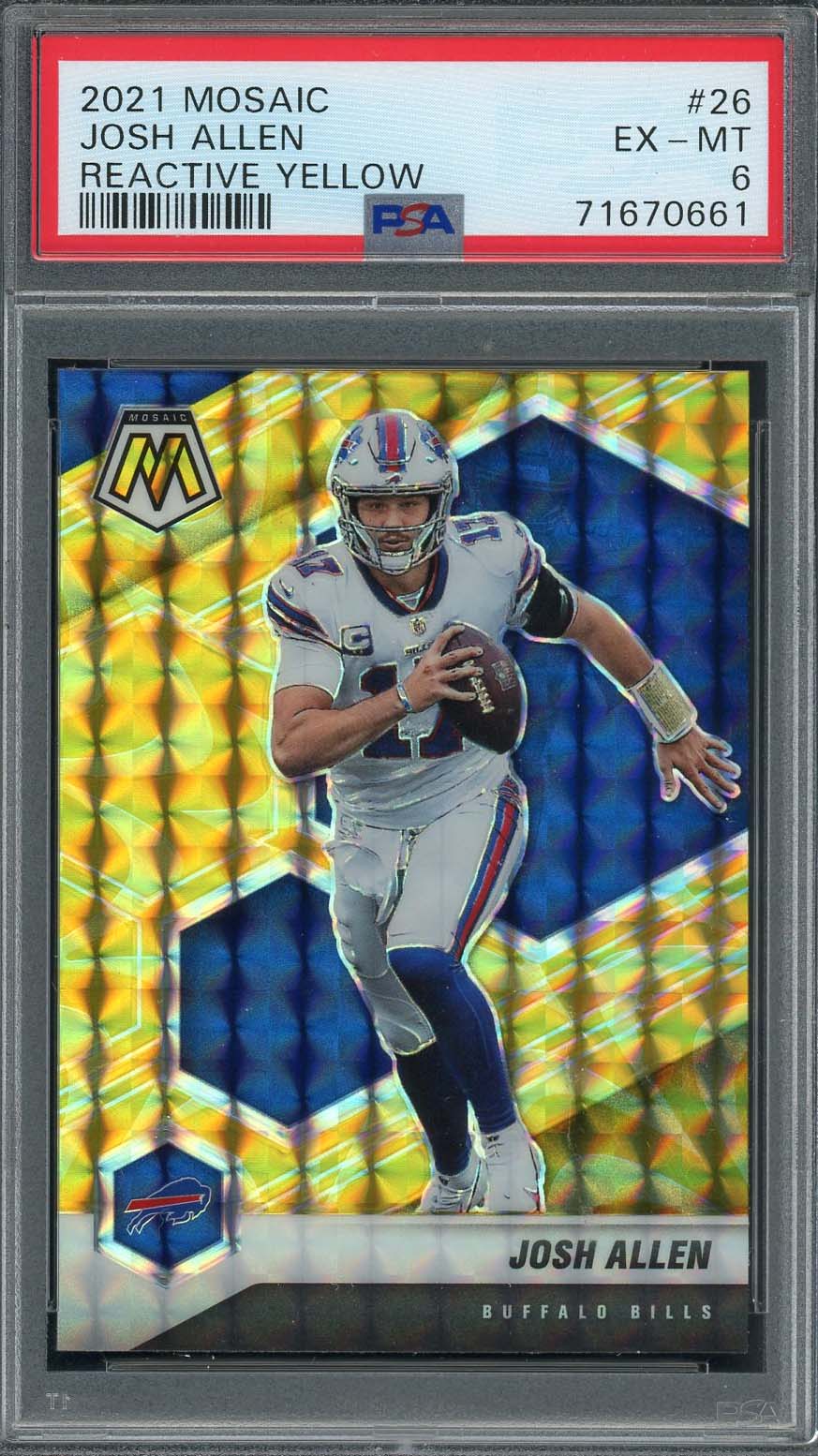 Josh Allen 2021 Panini Mosaic Reactive Yellow Football Card #26 Graded