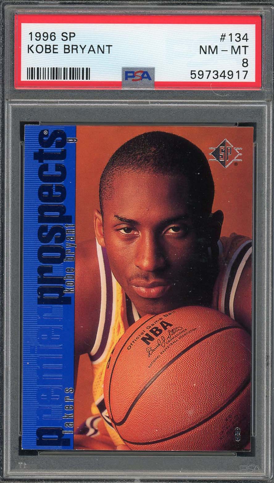 Kobe Bryant 1996 Upper Deck SP Basketball Rookie Card RC #134 Graded PSA 8