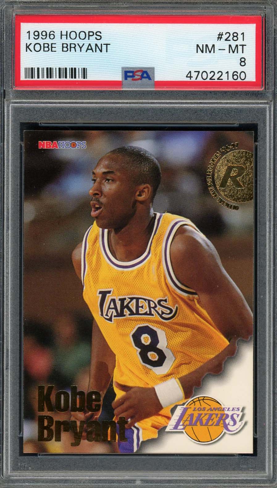 Kobe Bryant 1996 Hoops Rookie Basketball Card RC #281 Graded PSA 8