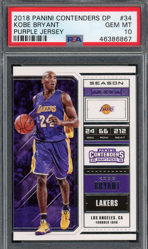 Kobe Bryant 2018 Panini Contenders Draft Picks Purple Jersey Basketball Card #34 Graded PSA 10 GEM MINT-Powers Sports Memorabilia