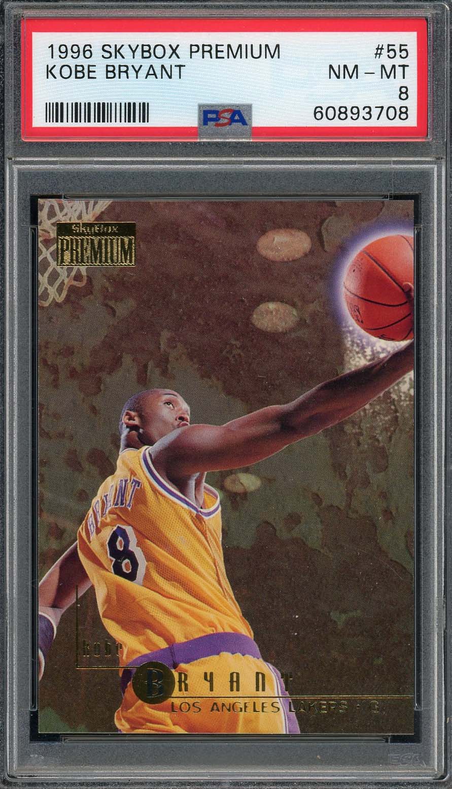 Kobe Bryant 1996 Skybox Premium Basketball Rookie Card #55 Graded PSA 8-Powers Sports Memorabilia