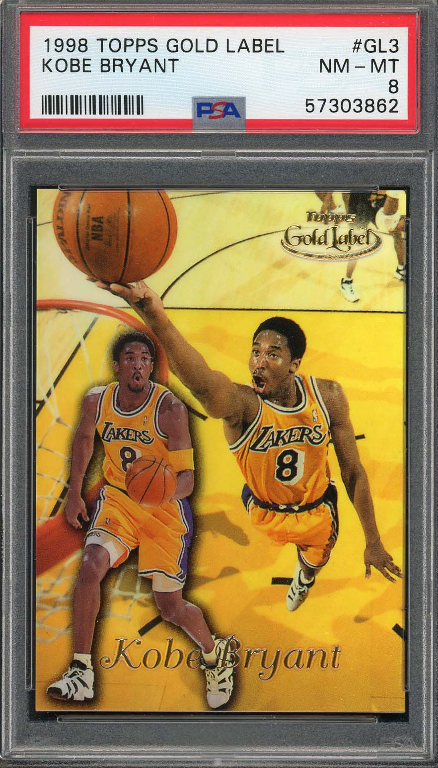Kobe Bryant 1998 Topps Gold Label Basketball Card #GL3 Graded PSA 8