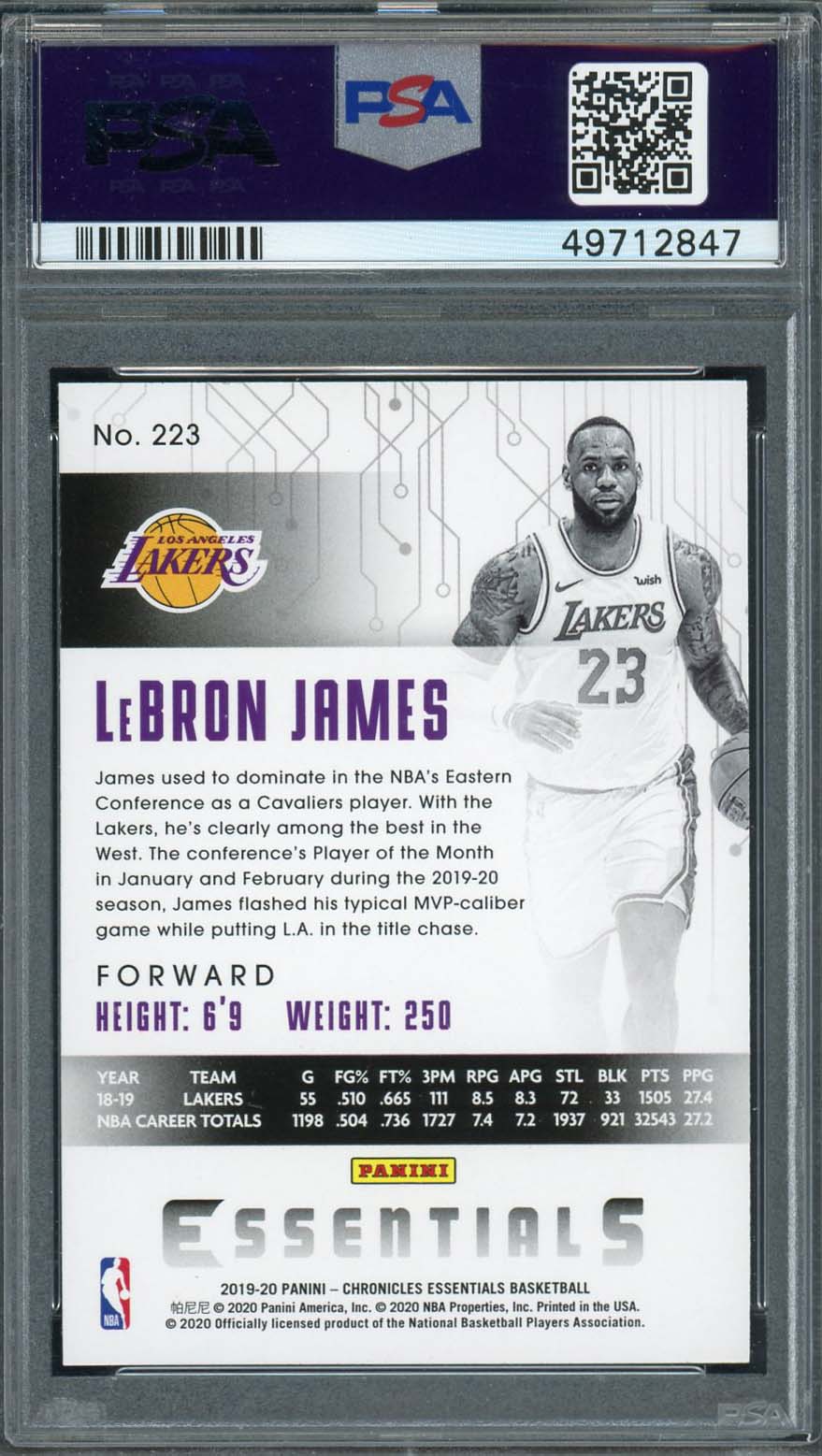 LeBron James 2019 Panini Chronicles Basketball Card #223 Graded PSA 10 GEM MINT-Powers Sports Memorabilia