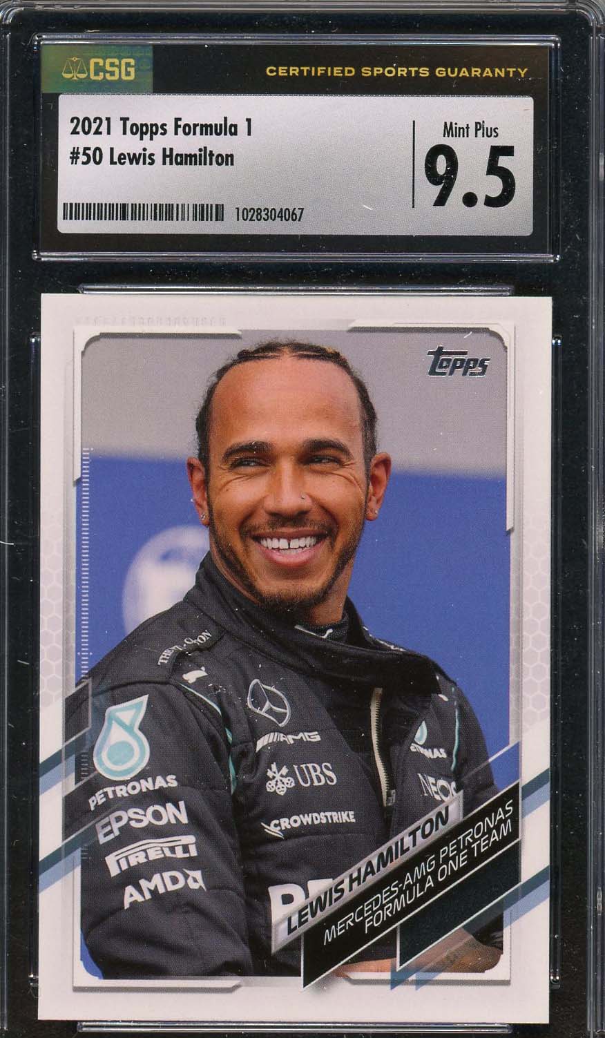 Lewis Hamilton 2021 Topps Formula 1 Racing Card 50 Graded CSG 9.5