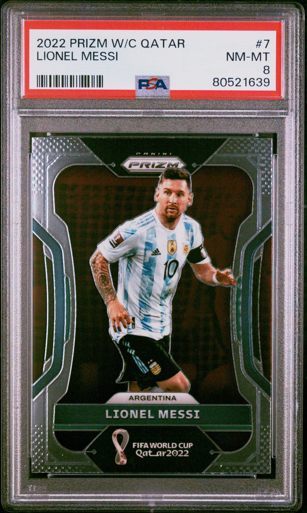 Lionel Messi 2022 Panini Prizm World Cup Qatar Soccer Card #7 Graded P