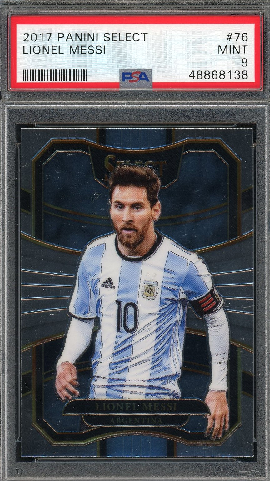 Lionel Messi 2017 Panini Select Soccer Card #76 Graded PSA 9