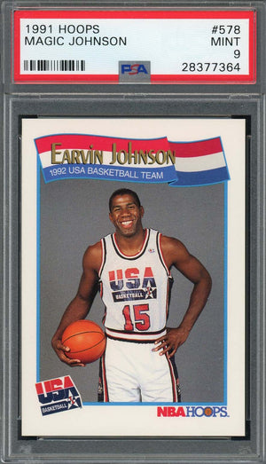 Magic Johnson USA 1991 Hoops Basketball Card #578 Graded PSA 9 MINT-Powers Sports Memorabilia