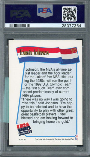 Magic Johnson USA 1991 Hoops Basketball Card #578 Graded PSA 9 MINT-Powers Sports Memorabilia
