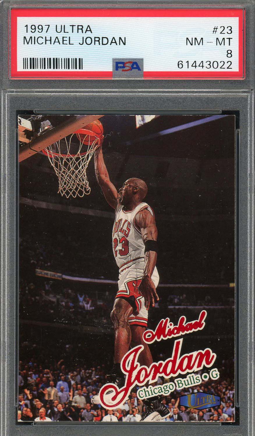 Michael Jordan 1997 Fleer Ultra Basketball Card #23 Graded PSA 8