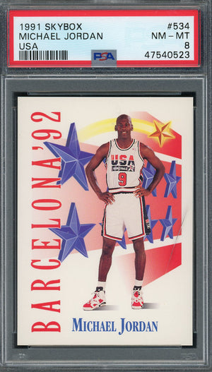 Michael Jordan Team USA 1991 Skybox Basketball Card #534 Graded PSA 8-Powers Sports Memorabilia