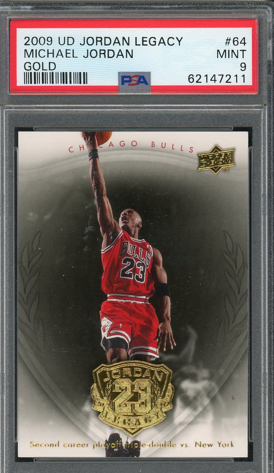 Michael Jordan 2009 Upper Deck Legacy Gold Basketball Card 64 Graded PSA 9