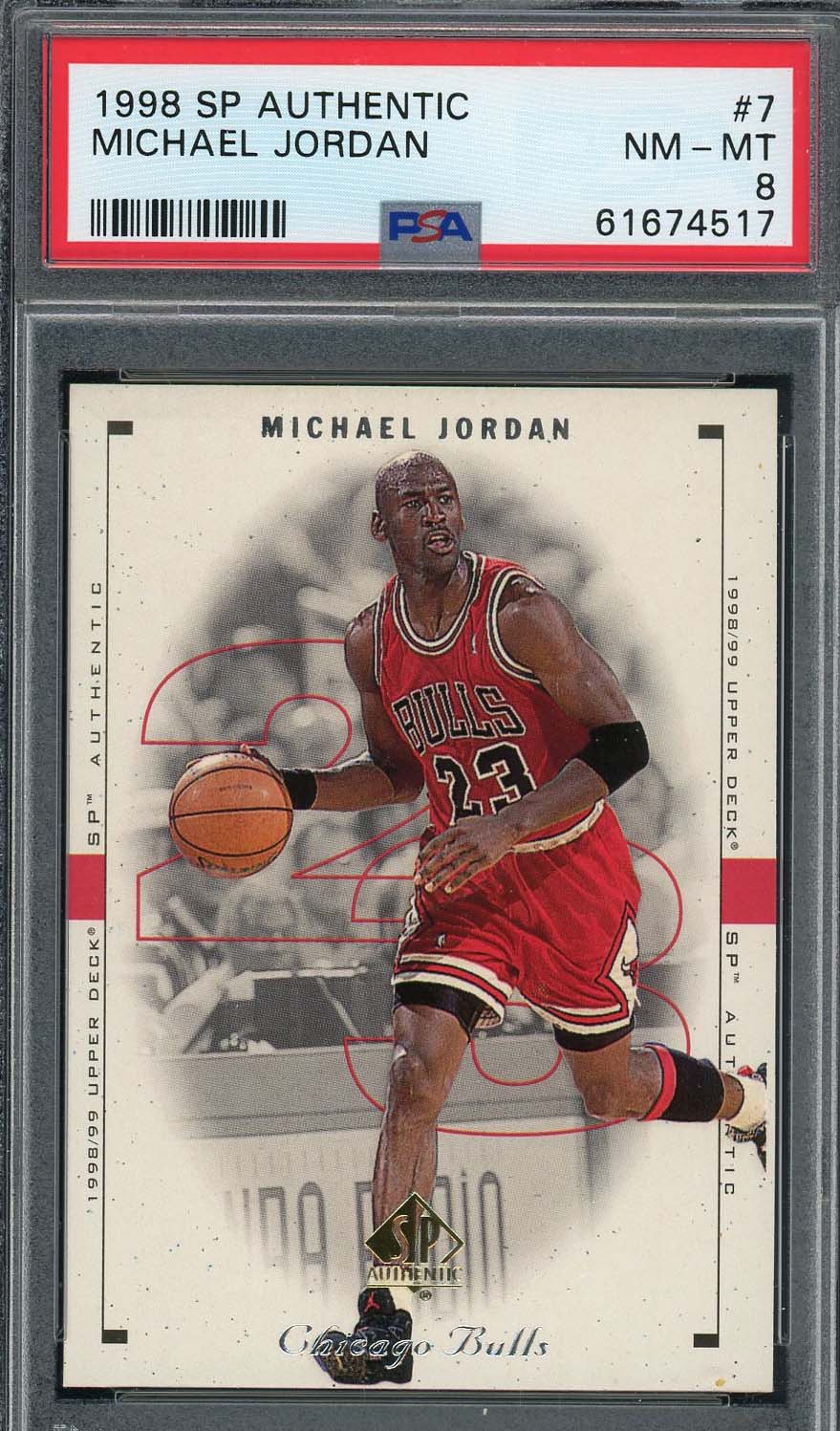 マイケル ジョーダン 1998 アッパー デッキ SP オーセンティック バスケットボール カード #7 グレード PSA 8
