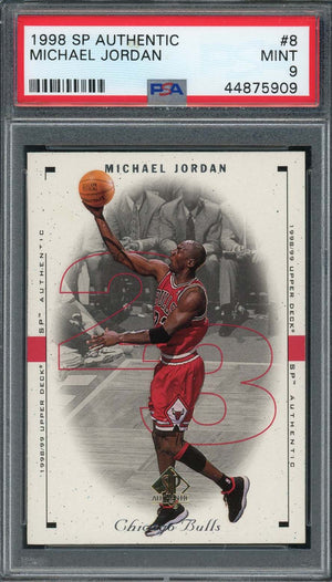 Michael Jordan 1998 SP Authentic Upper Deck Basketball Card #8 Graded PSA 9 MINT-Powers Sports Memorabilia