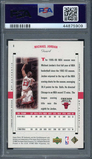 Michael Jordan 1998 SP Authentic Upper Deck Basketball Card #8 Graded PSA 9 MINT-Powers Sports Memorabilia