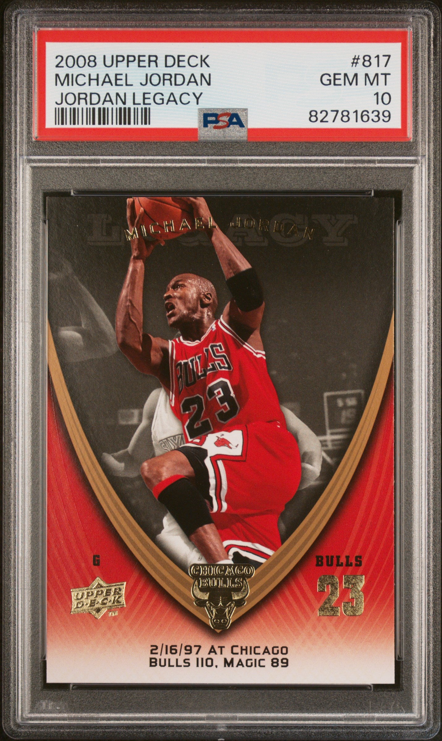 Michael Jordan 2008 Upper Deck Legacy Basketball Card #817 Graded PSA 10