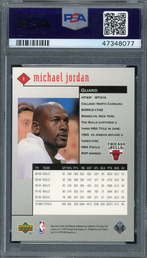Michael Jordan 1998 Upper Deck Black Diamond Basketball Card #9 Graded PSA 9 MINT-Powers Sports Memorabilia