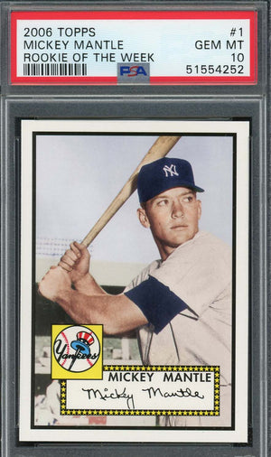 Mickey Mantle 2006 Topps Rookie of the Week Baseball Card #1 Graded PSA 10 GEM MINT-Powers Sports Memorabilia