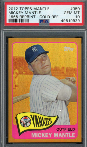 Mickey Mantle 2012 Topps 1965 Reprint Gold Refractor Baseball Card #350 Graded PSA 10 GEM MINT-Powers Sports Memorabilia