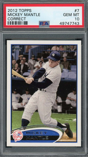 Mickey Mantle 2012 Topps Correct Baseball Card #7 Graded PSA 10 GEM MINT-Powers Sports Memorabilia