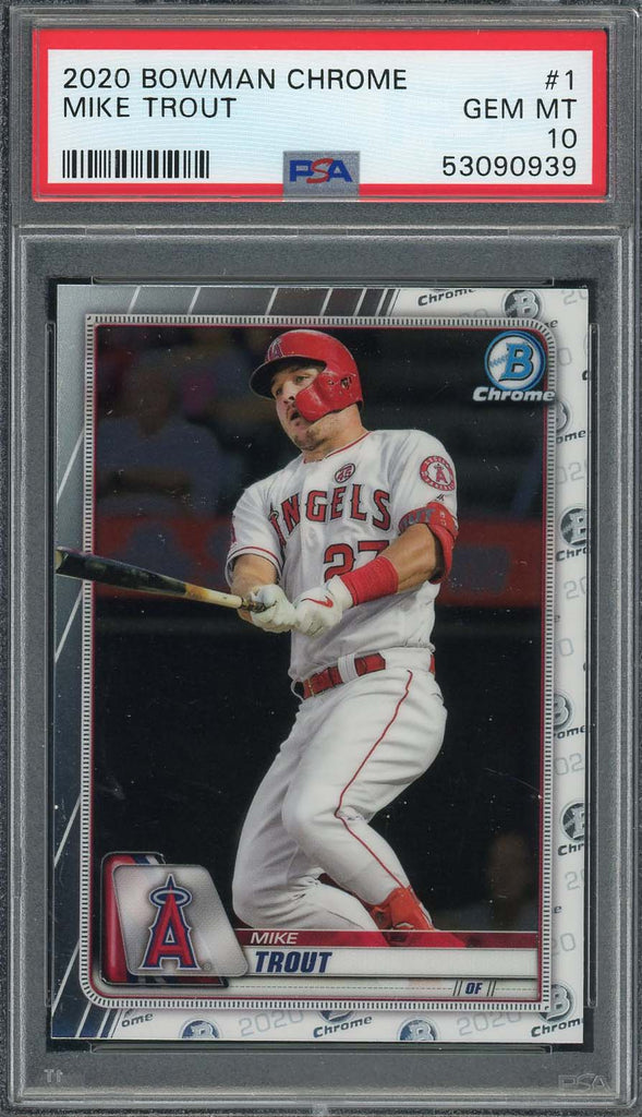 2020 BOWMAN STERLING MIKE TROUT BLACK ATOMIC 1ST SIGNS /10 PSA 9