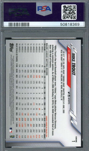 Mike Trout 2020 Topps Chrome Baseball Card #1 Graded PSA 10 GEM MINT-Powers Sports Memorabilia