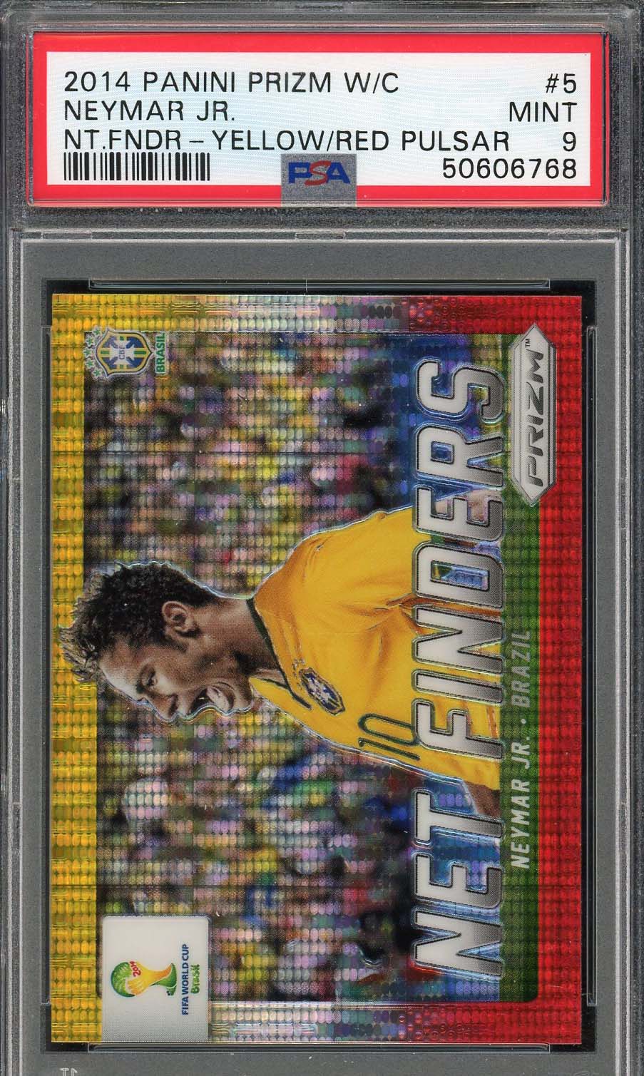 ネイマール Jr 2014 Panini Prizm ワールドカップ ネット ファインダーズ レッド パルサー カード #5 PSA 9