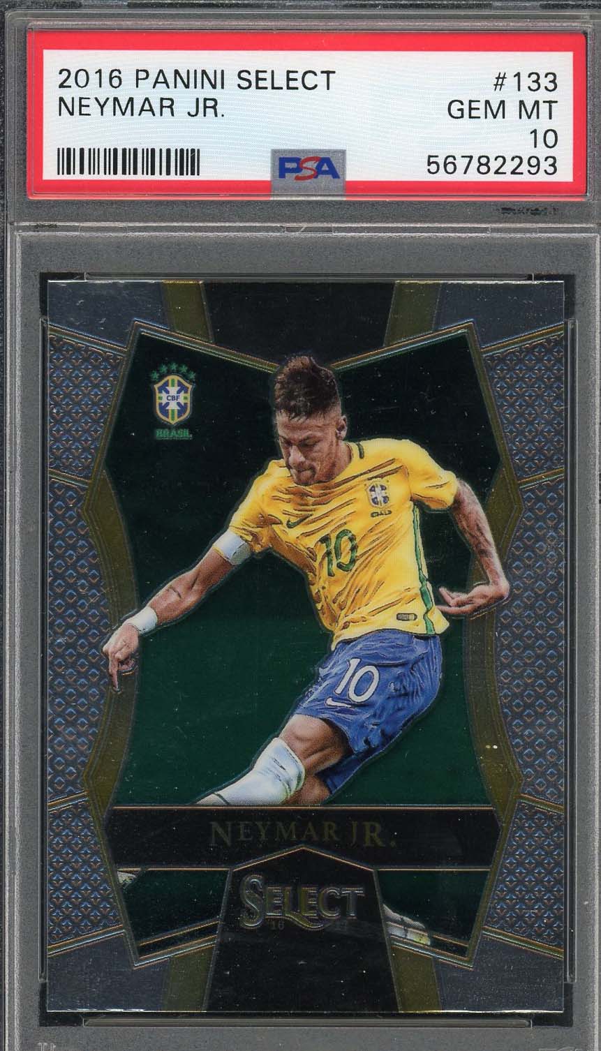 Neymar Jr 2016 Panini Select Soccer Card #133 Graded PSA 10