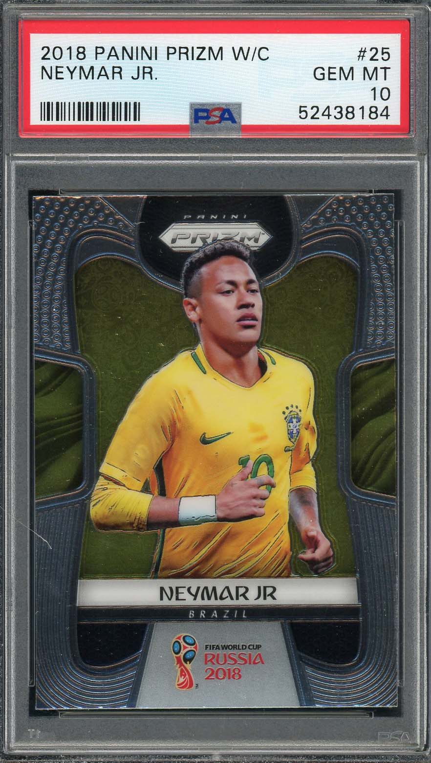 Neymar Jr 2018 Panini Prizm World Cup Soccer Card #25 Graded PSA 10