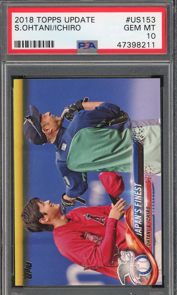 大谷翔平 鈴木イチロー 2018 Topps Update Baseball Rookie Card #US153 Graded PSA 10