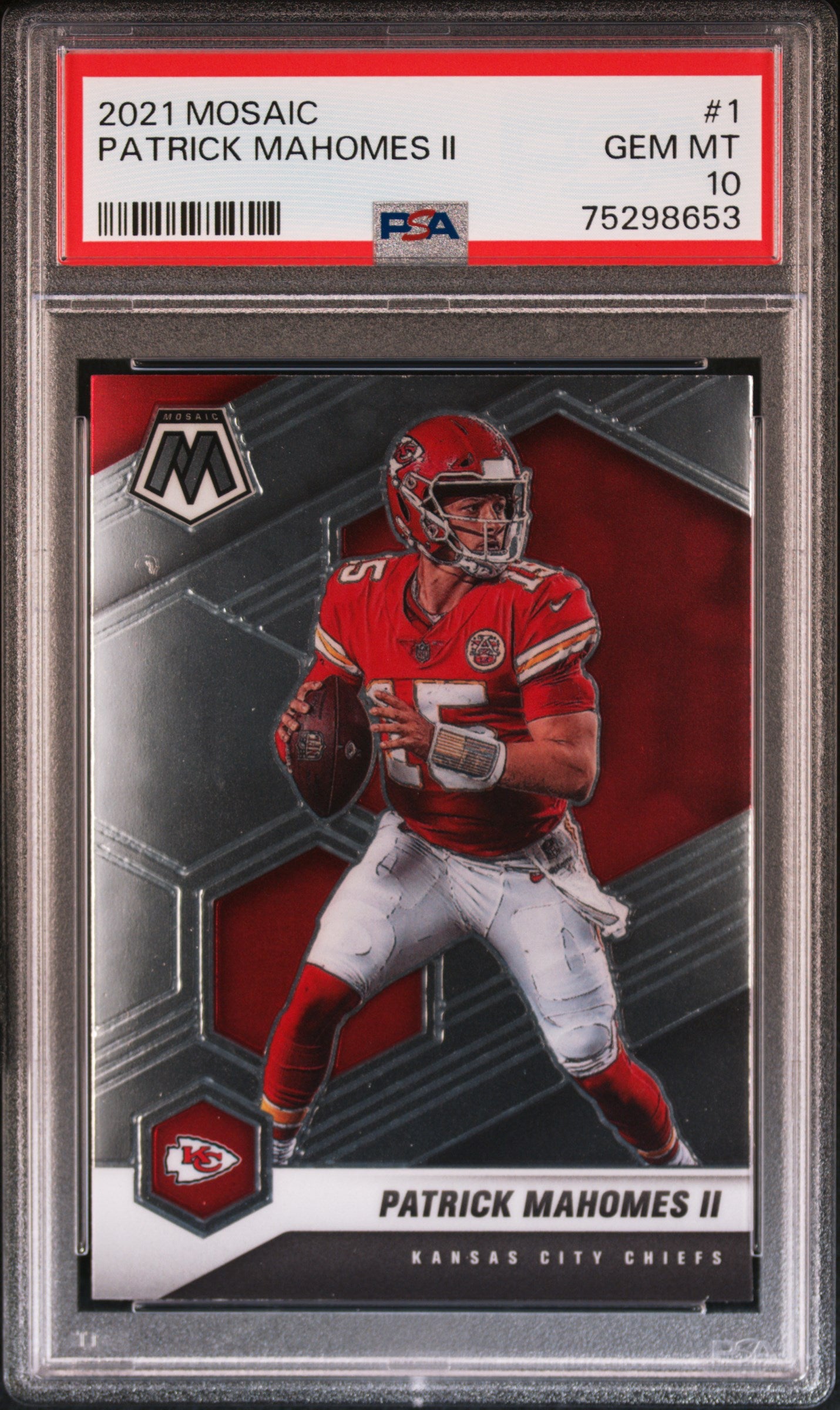 Patrick Mahomes 2021 Panini Mosaic Red Prizm Football Card #288 Graded